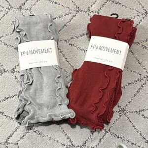 Free People Ruffle Open Toe Grip Socks - Gray and Maroon! Brand new!